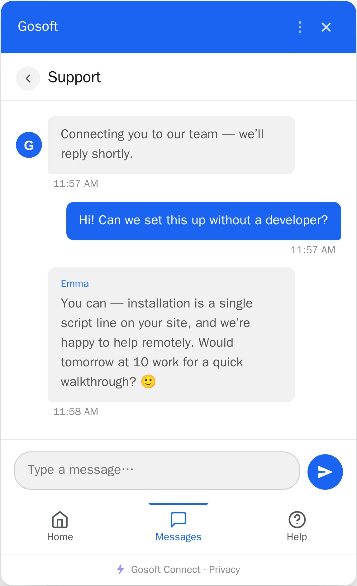 GoLive — Real human live chat on your website